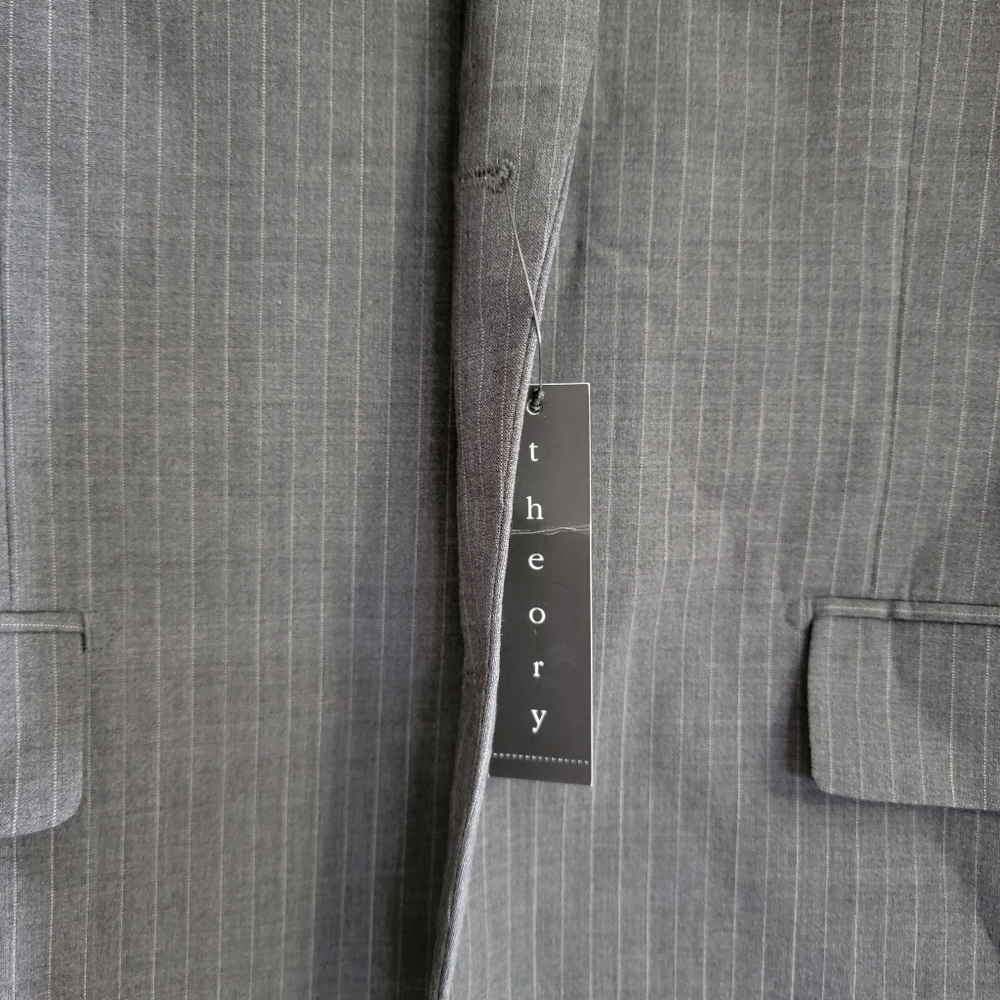 *NWT* Theory Waldorf Charcoal Stripe Two Button Coat Blazer Jacket, 44 Regular - Picture 5 of 10